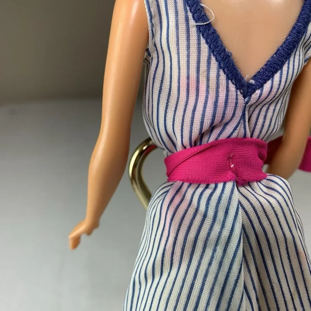 Vintage Barbie Dress Lunch Date Fashion Pack Striped Stain PLEASE READ